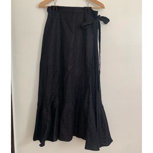 REFORMATION Julep Linen Wrap Skirt in Black Size Medium NWOT